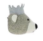 Baby bear with crown felt wall-mounted head by Fiona Walker England